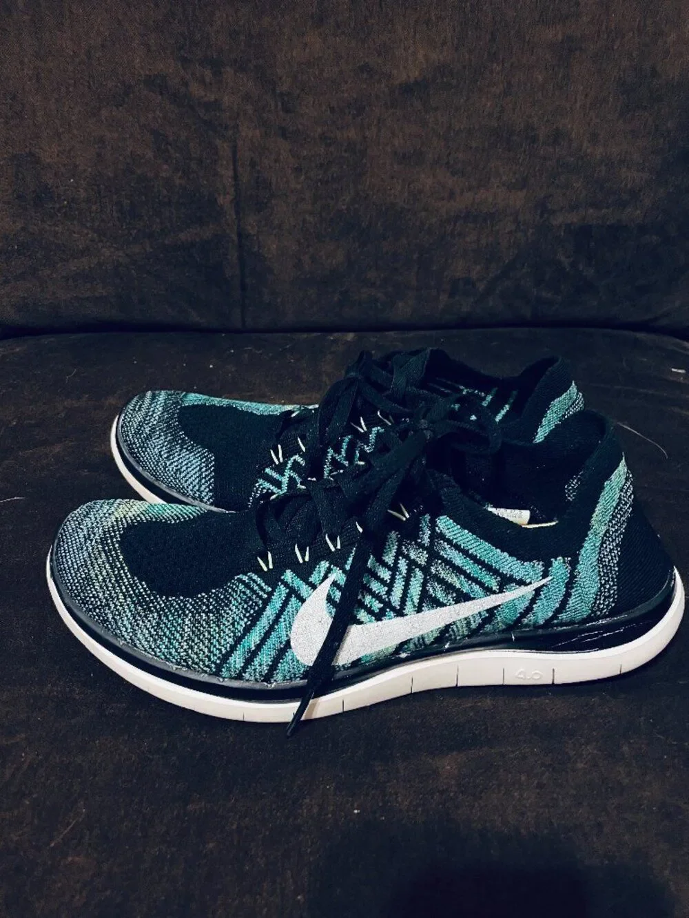 Nike Flyknit Free 4.0 Women's 10.5 US Black Sail Voltage 717076-013 42.5 EUR
